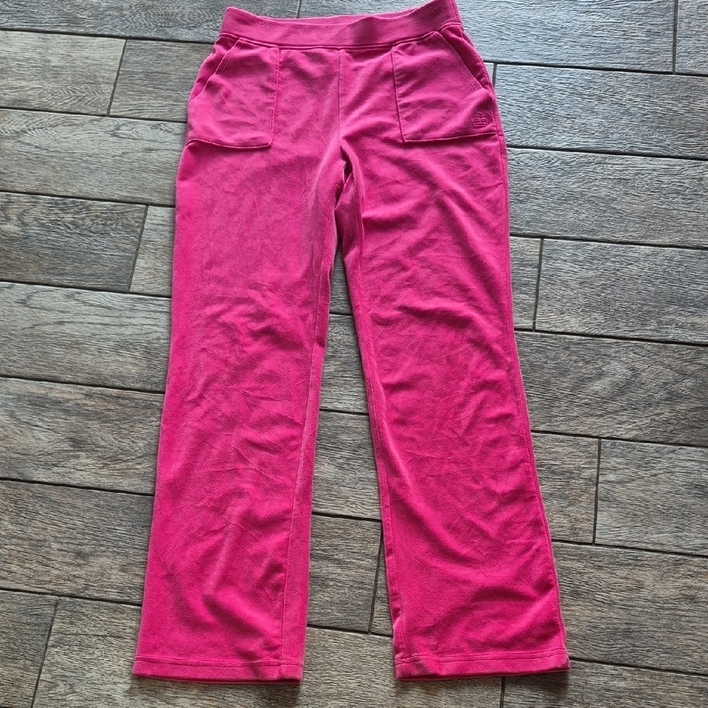 Juicy Couture Vibrant Pink Velour Lounge Pants Sz Medium EUC